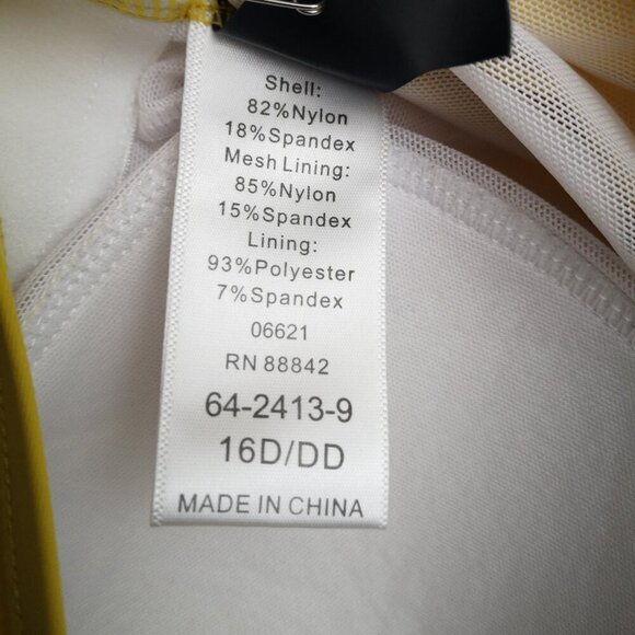 Swimsuits for All Ladies Size 16D/DD Lightly Padded Yellow Swim Top Only - Picture 6 of 10